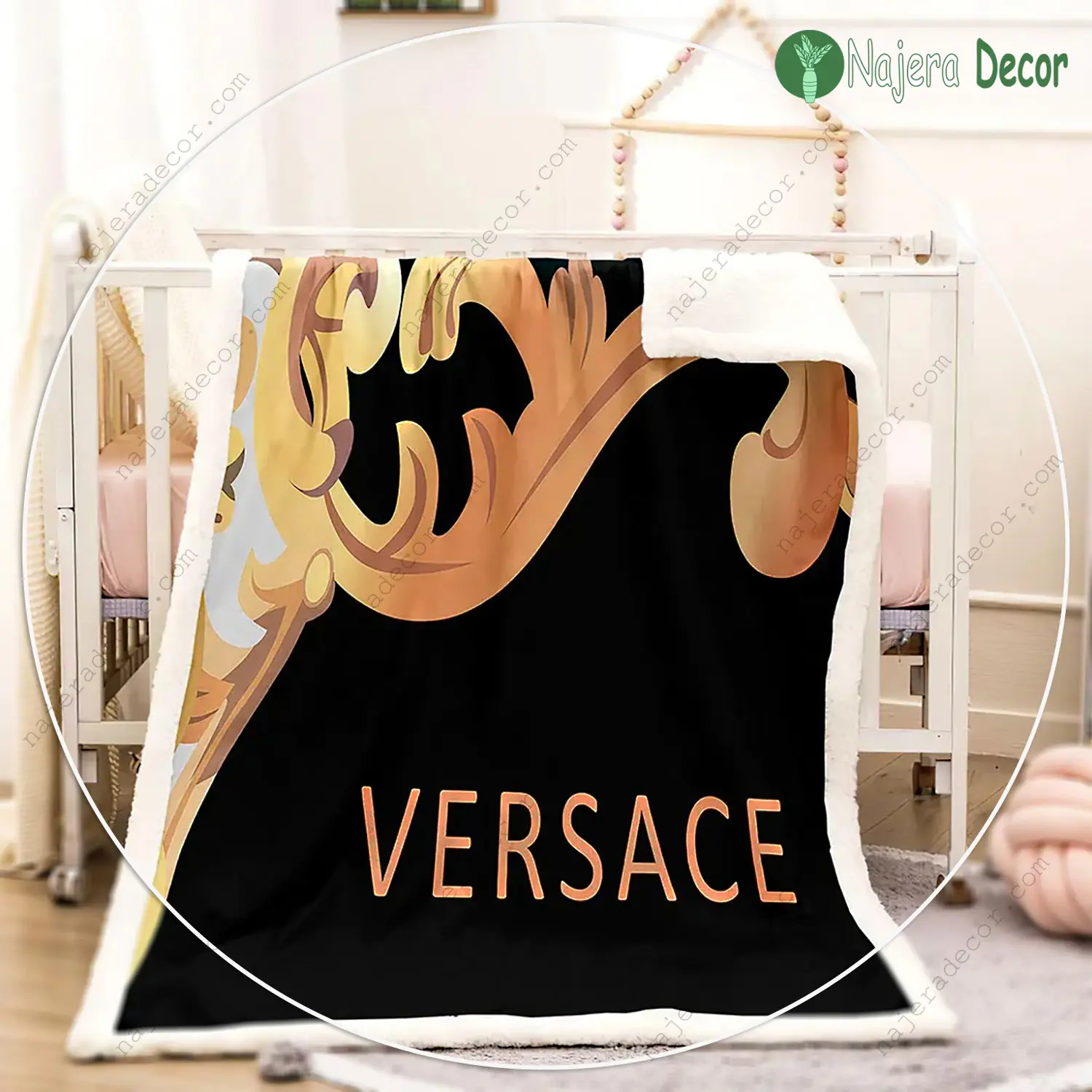 Versace pattern luxury brand premium blanket fleece home decor